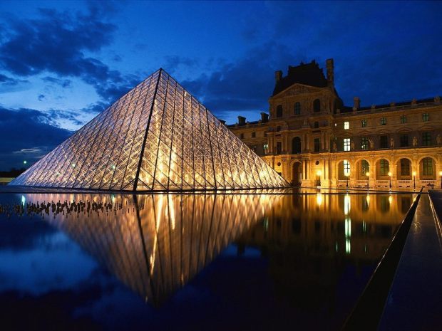 Pyramid at Louvre Museum_ Paris_ France